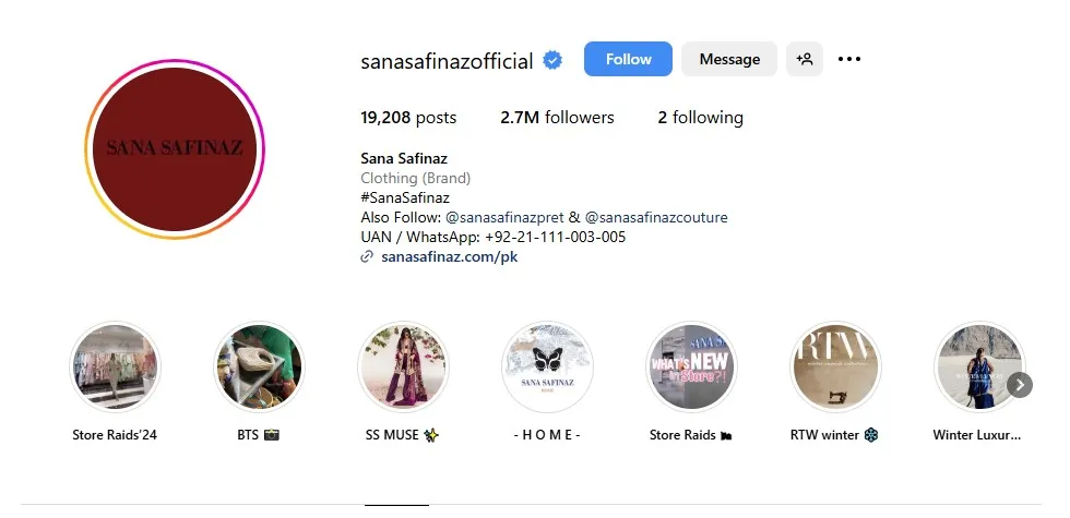 Sana Safinaz Instagram